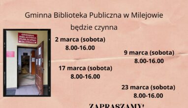 Marzec- soboty w Gminnej Bibliotece Publicznej w Milejowie