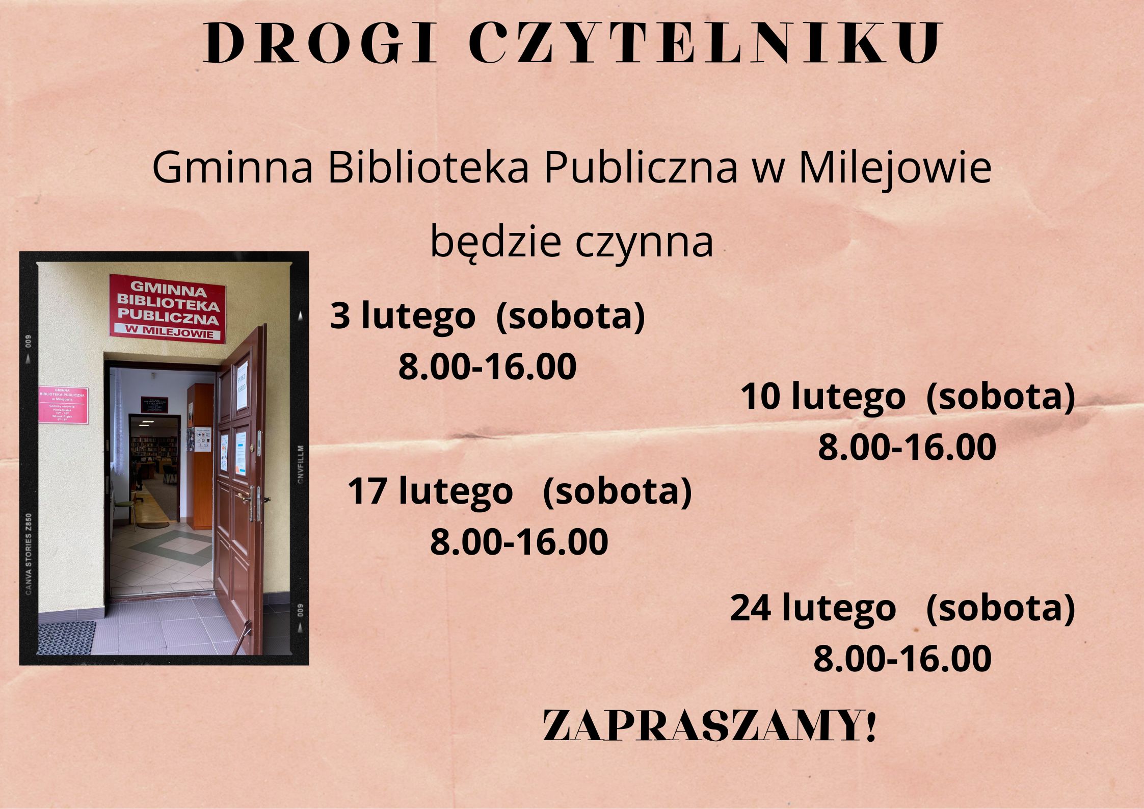 Luty- soboty w Gminnej Bibliotece Publicznej w Milejowie